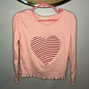 btween Pink Long Sleeve Tee with Heart Design